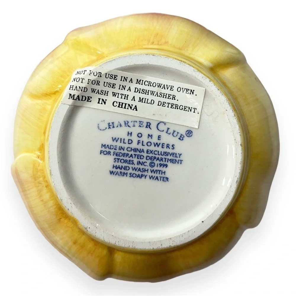 Charter Club Home Wild Flowers Creamer Sugar Bowl Lid Pink‎ Yellow Hand Painted